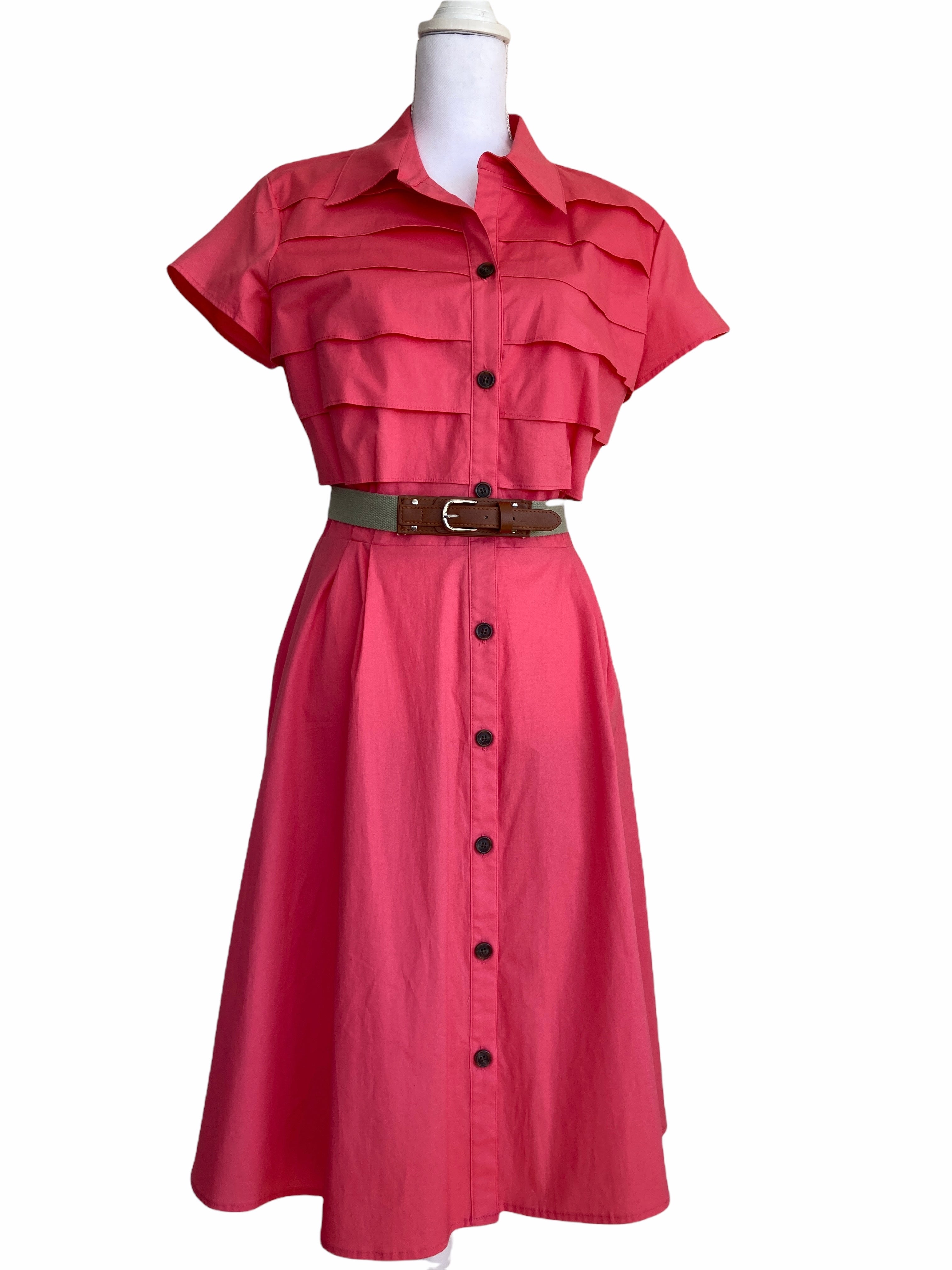 Liz Claiborne Vintage Coral Belted Shirt Dress, 12 Second Serve Resale Liz Claiborne Vintage Coral Belted Shirt Dress, 12 Second Serve Resale