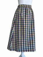 Load image into Gallery viewer, Margaret Smith Vintage Plaid Seersucker Elastic Skirt, M
