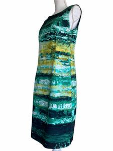 Lafayette 148 Green and Blue Watercolor Dress, 10