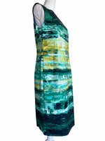 Load image into Gallery viewer, Lafayette 148 Green and Blue Watercolor Dress, 10
