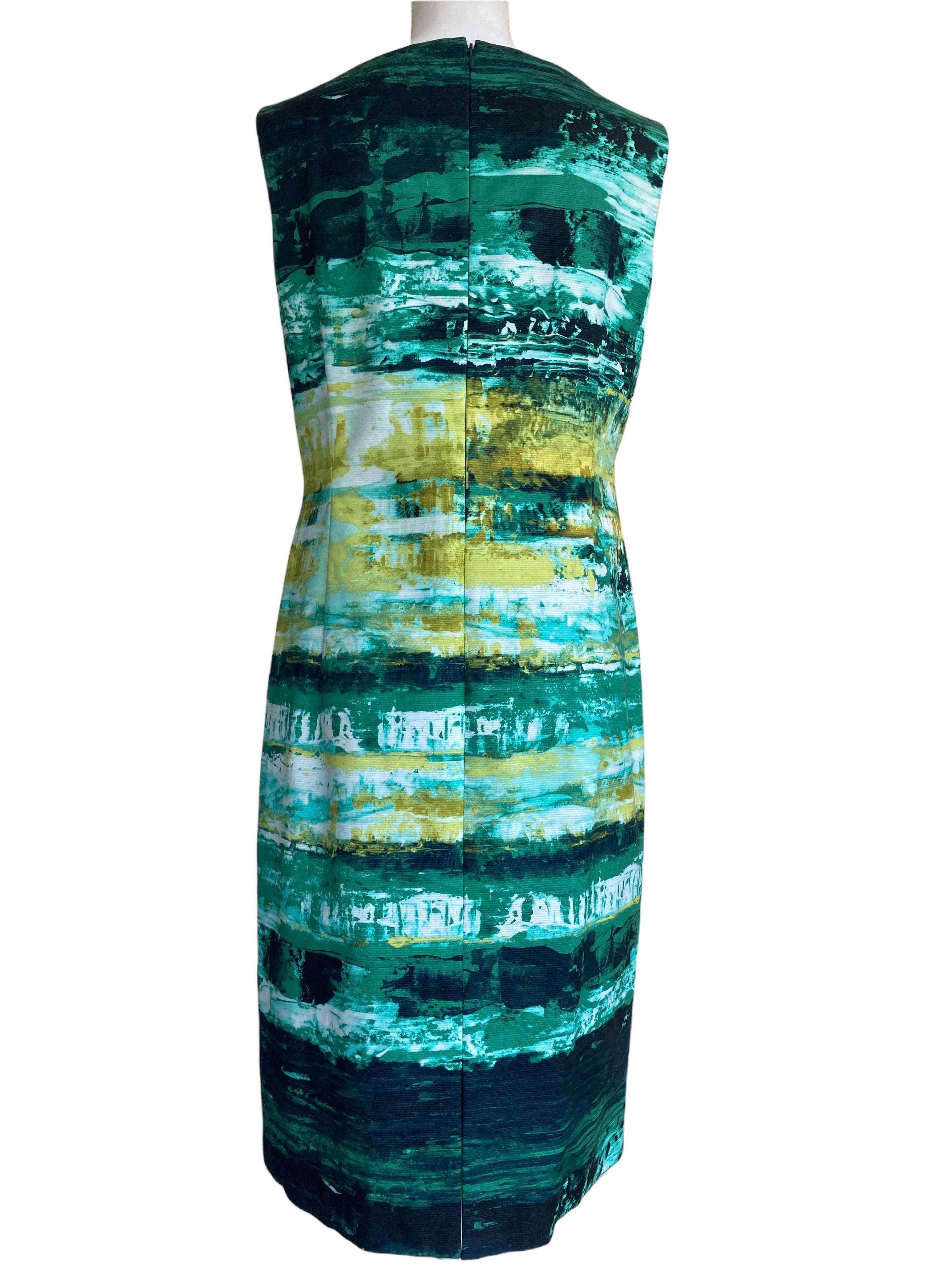 Lafayette 148 Green and Blue Watercolor Dress, 10