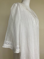 Load image into Gallery viewer, J. Crew White Hemstitch Linen Tunic, M
