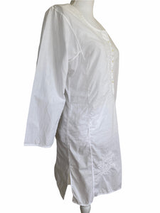 J. Crew White Embroidered Cotton Tunic, M