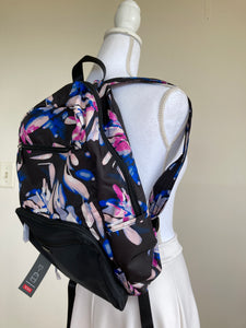 tumi backpack floral TUMI Black/Floral Packable Backpack – Second Serve Resale