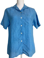 Load image into Gallery viewer, L.L. Bean Blue Linen Short Sleeve Shirt, S

