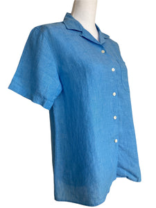 L.L. Bean Blue Linen Short Sleeve Shirt, S