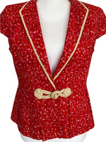 Load image into Gallery viewer, Sharagano Noir Red Print Blazer/Top, 8
