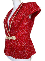 Load image into Gallery viewer, Sharagano Noir Red Print Blazer/Top, 8
