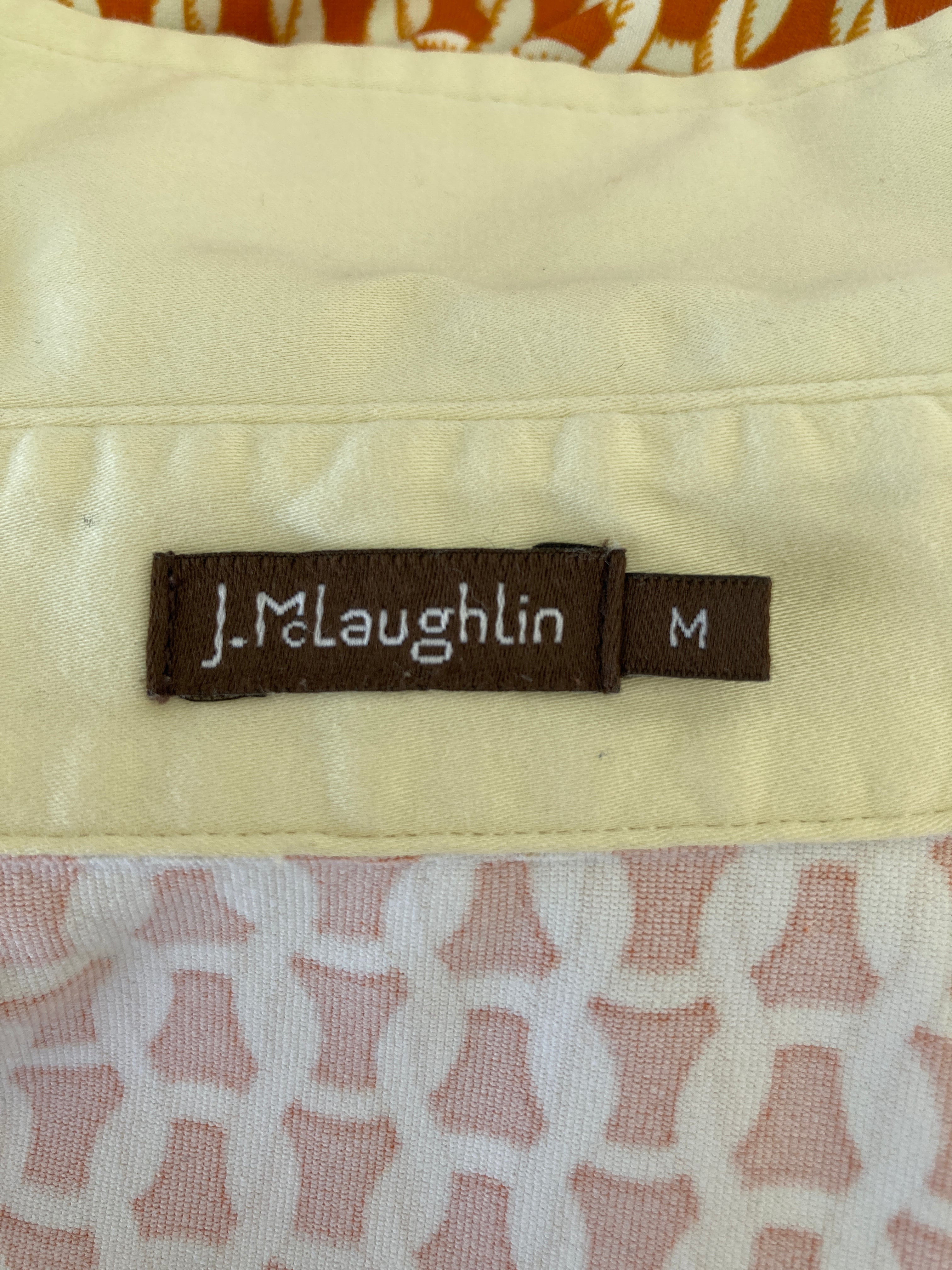 J. McLaughlin Orange and Ivory Pattern Shirt, M