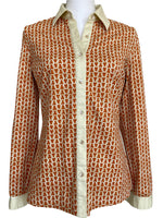 Load image into Gallery viewer, J. McLaughlin Orange and Ivory Pattern Shirt, M
