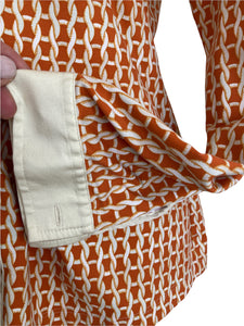 J. McLaughlin Orange and Ivory Pattern Shirt, M