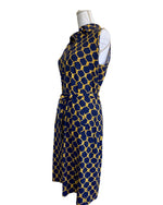 Load image into Gallery viewer, J. McLaughlin Navy Gold Rope Pattern Sleeveless Dress, L

