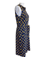 Load image into Gallery viewer, J. McLaughlin Navy Gold Rope Pattern Sleeveless Dress, L
