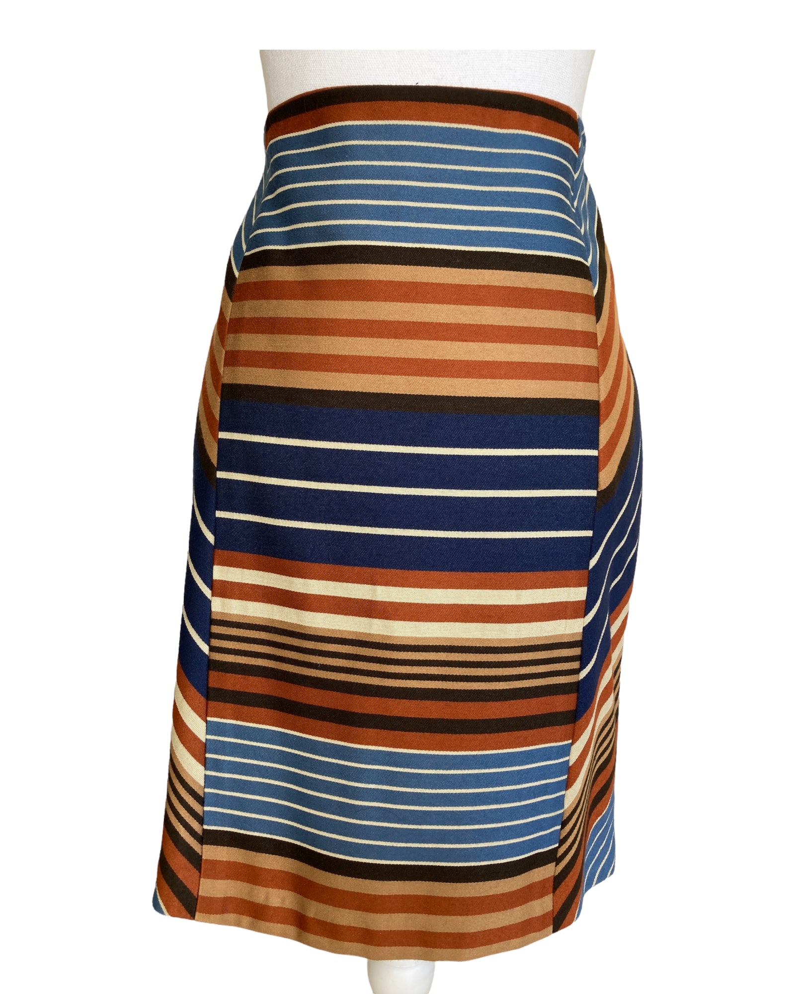 J. McLaughlin Orange and Blue Striped Skirt, 6