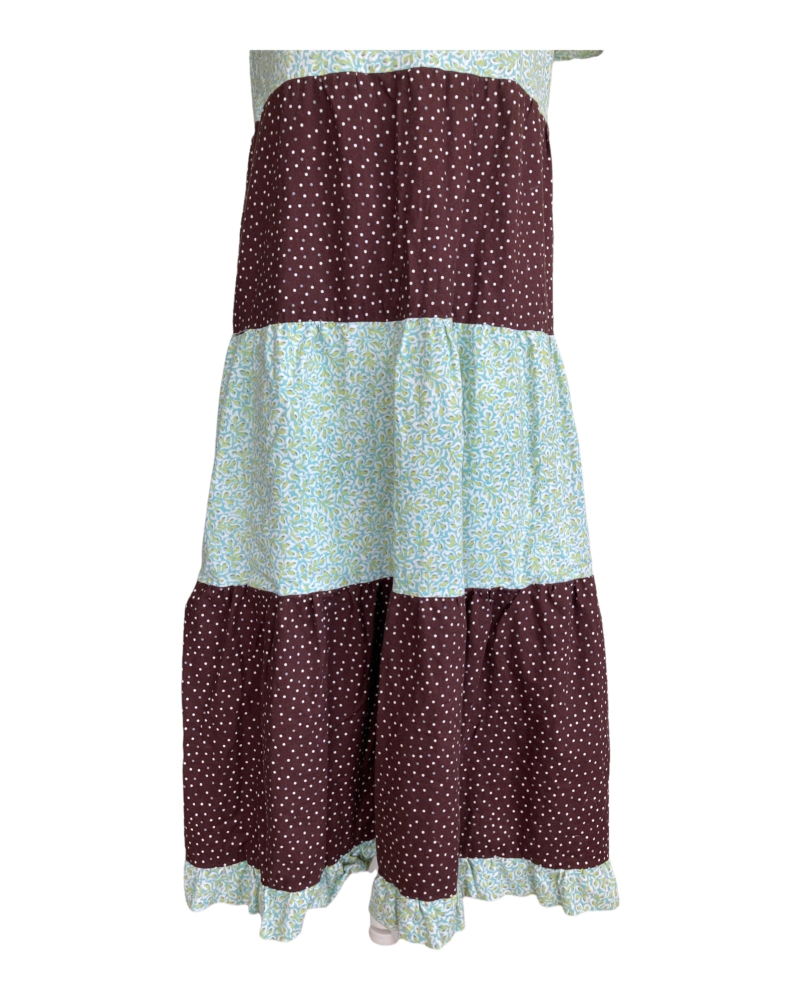 Handmade Vintage Green and Brown Calico Prairie Dress, M Second Serve Resale Handmade Vintage Green and Brown Calico Prairie Dress, M Second Serve Resale