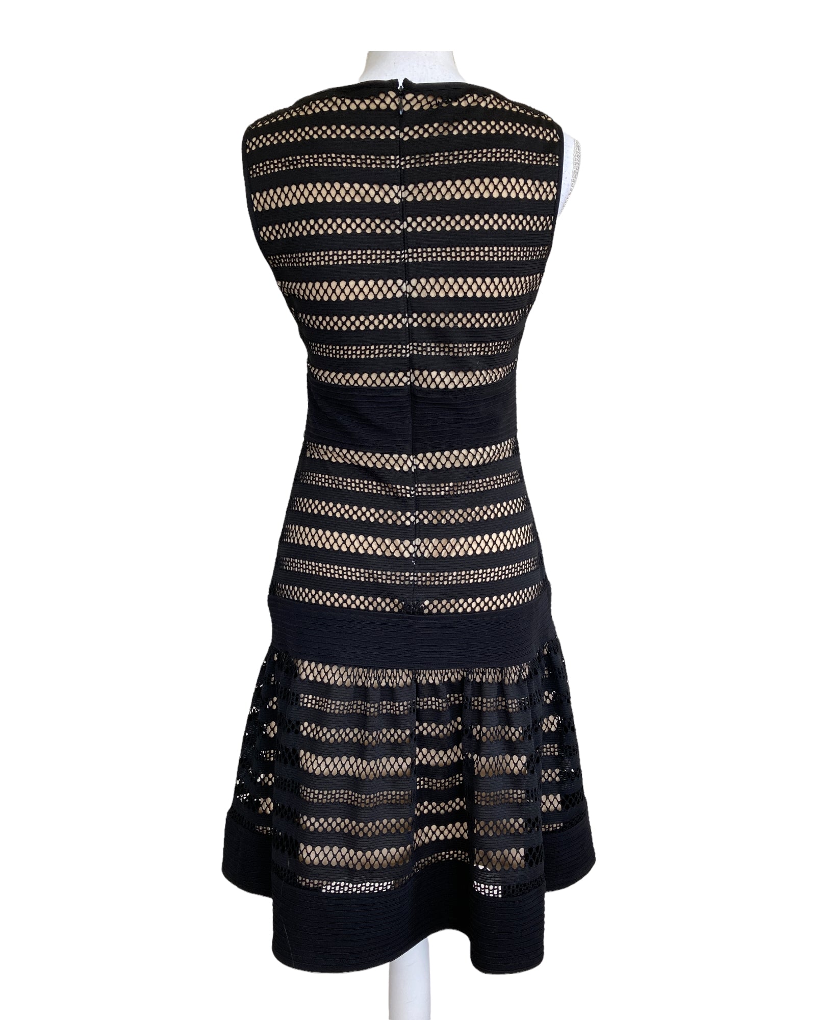 just taylor lace dress JustTaylor lace dress, black lace with nude lining, size 12