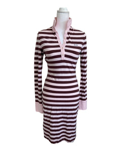 Le Tigre Pink and Brown Striped Polo Dress, S