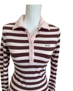 Le Tigre Pink and Brown Striped Polo Dress, S