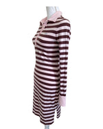 Load image into Gallery viewer, Le Tigre Pink and Brown Striped Polo Dress, S
