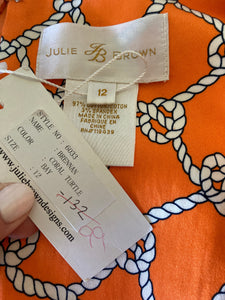 Julie Brown Orange Print Dress, 12