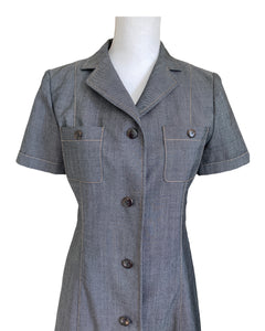 grey utility dress The Long-Sleeve Utility Mini Dress