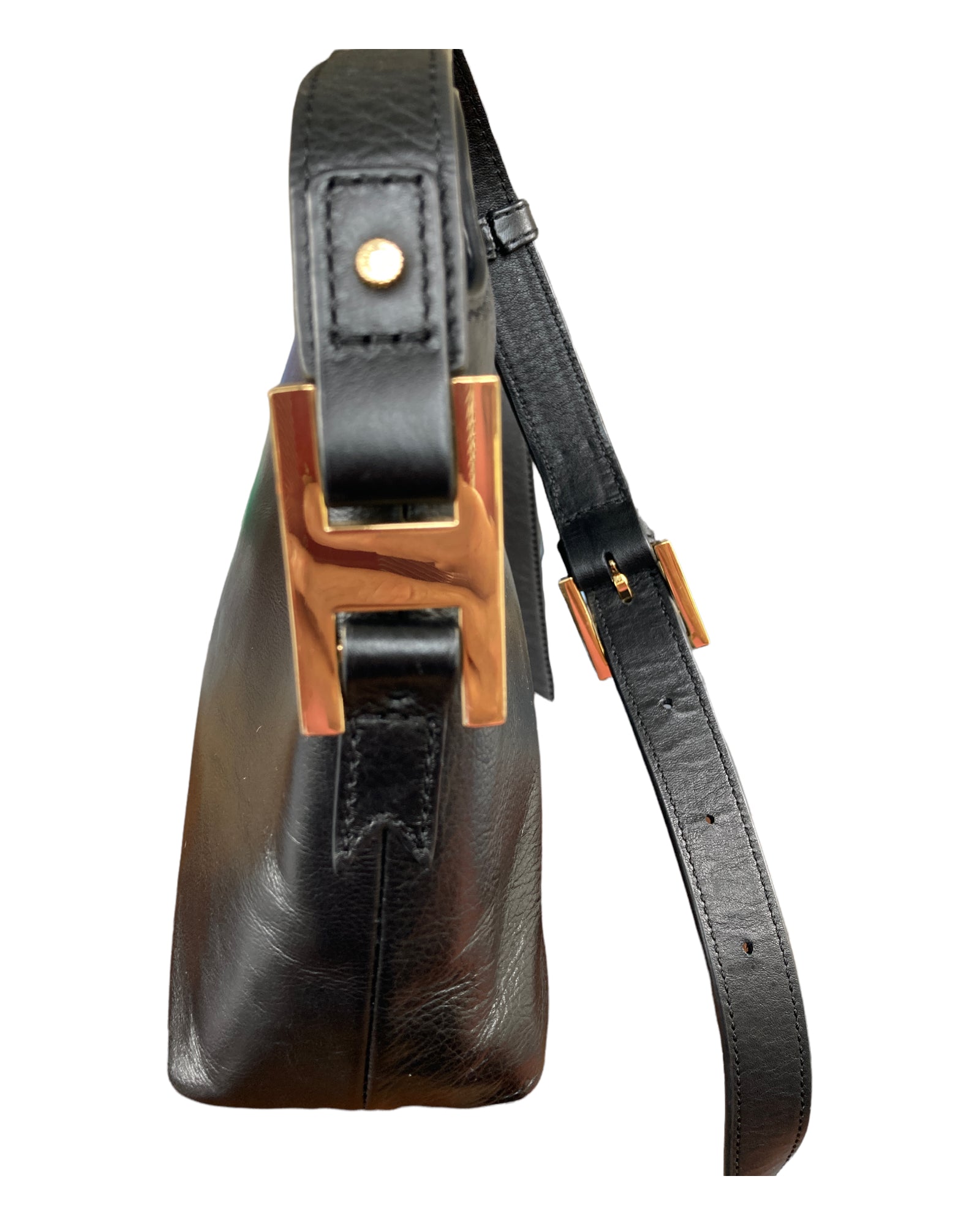 India Hicks Black Leather Maddison May Shoulder Bag