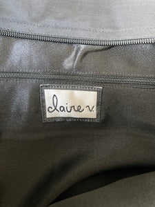 Clare V. Black/Taupe Silk and Leather Tote