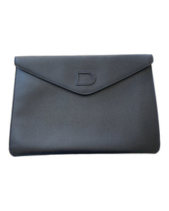 Delvaux Navy Leather Envelope Clutch
