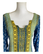 Load image into Gallery viewer, Green, Yellow, and Blue Kurtis Dress, M
