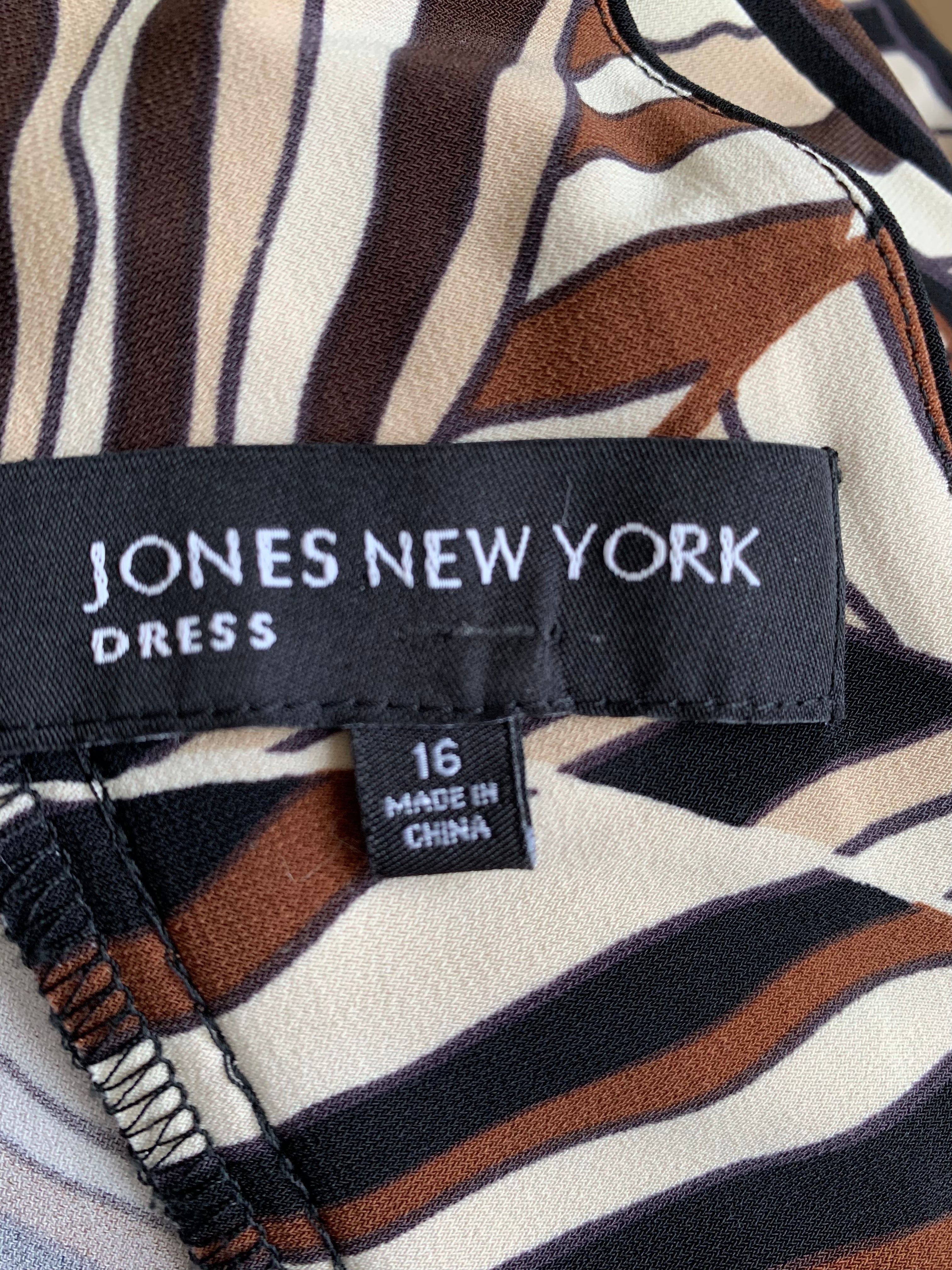 Jones New York Brown Print Stretch Dress, 16