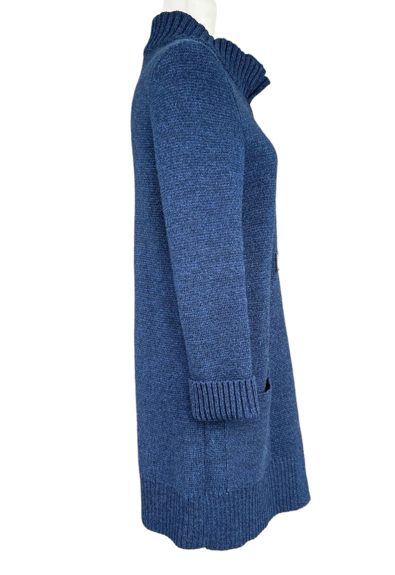 Saint James Long Blue Buckle Duster Sweater, S/M