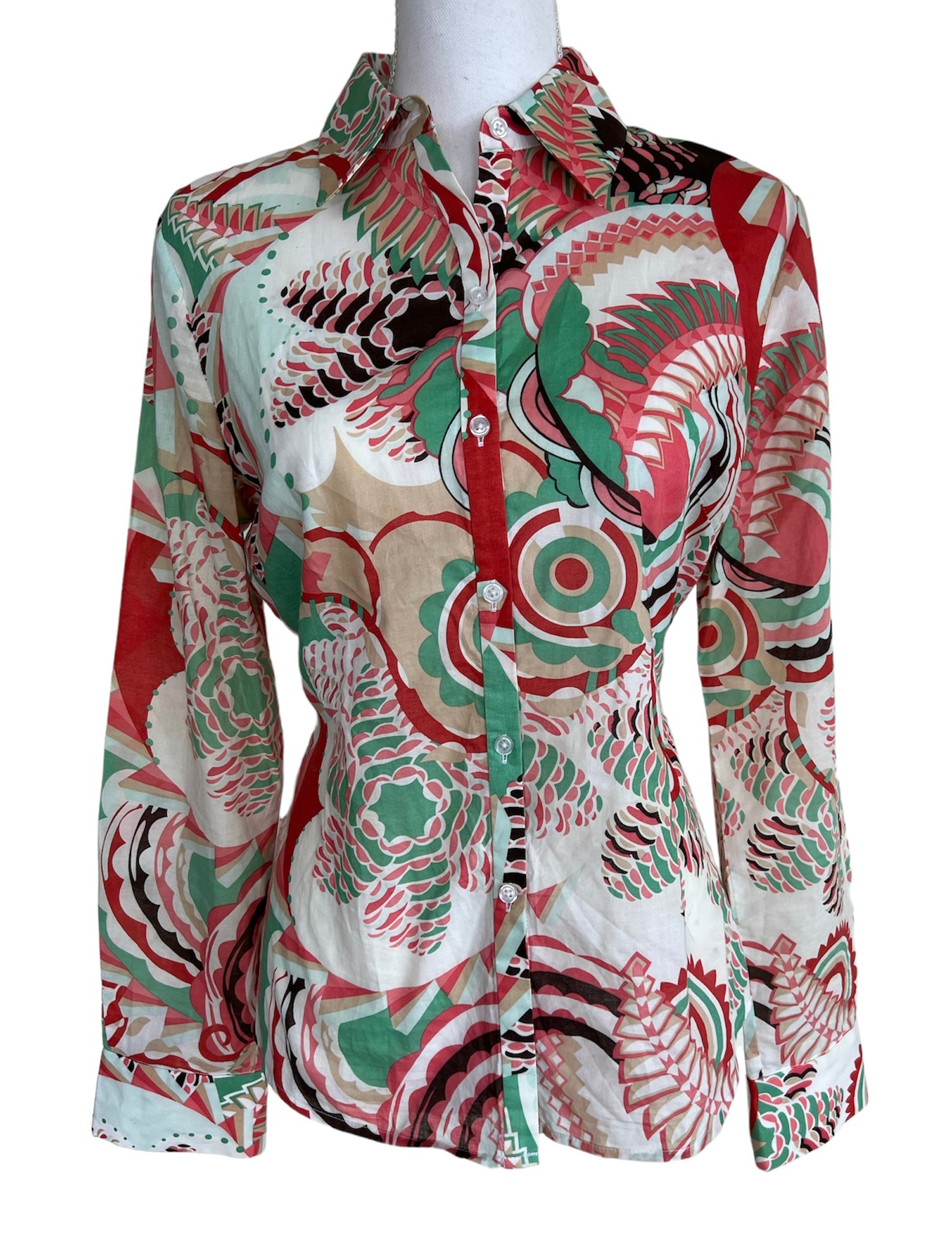Tahari Coral Print "Delia" Shirt, S