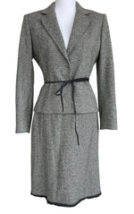 Load image into Gallery viewer, Tahari Belted Tweed Suit with Fur Trim, 6
