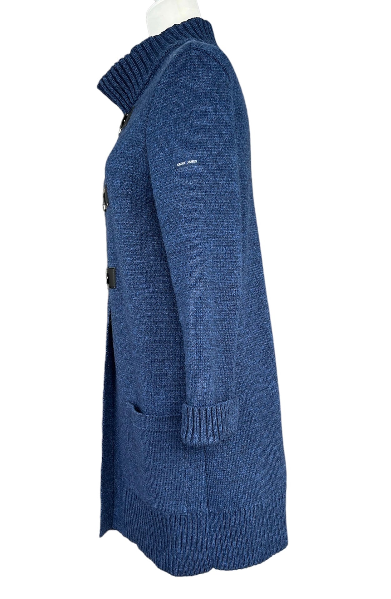 Saint James Long Blue Buckle Duster Sweater, S/M