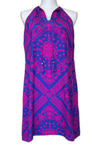 Alice & Trixie Silk Pink and Blue Halter Dress, M