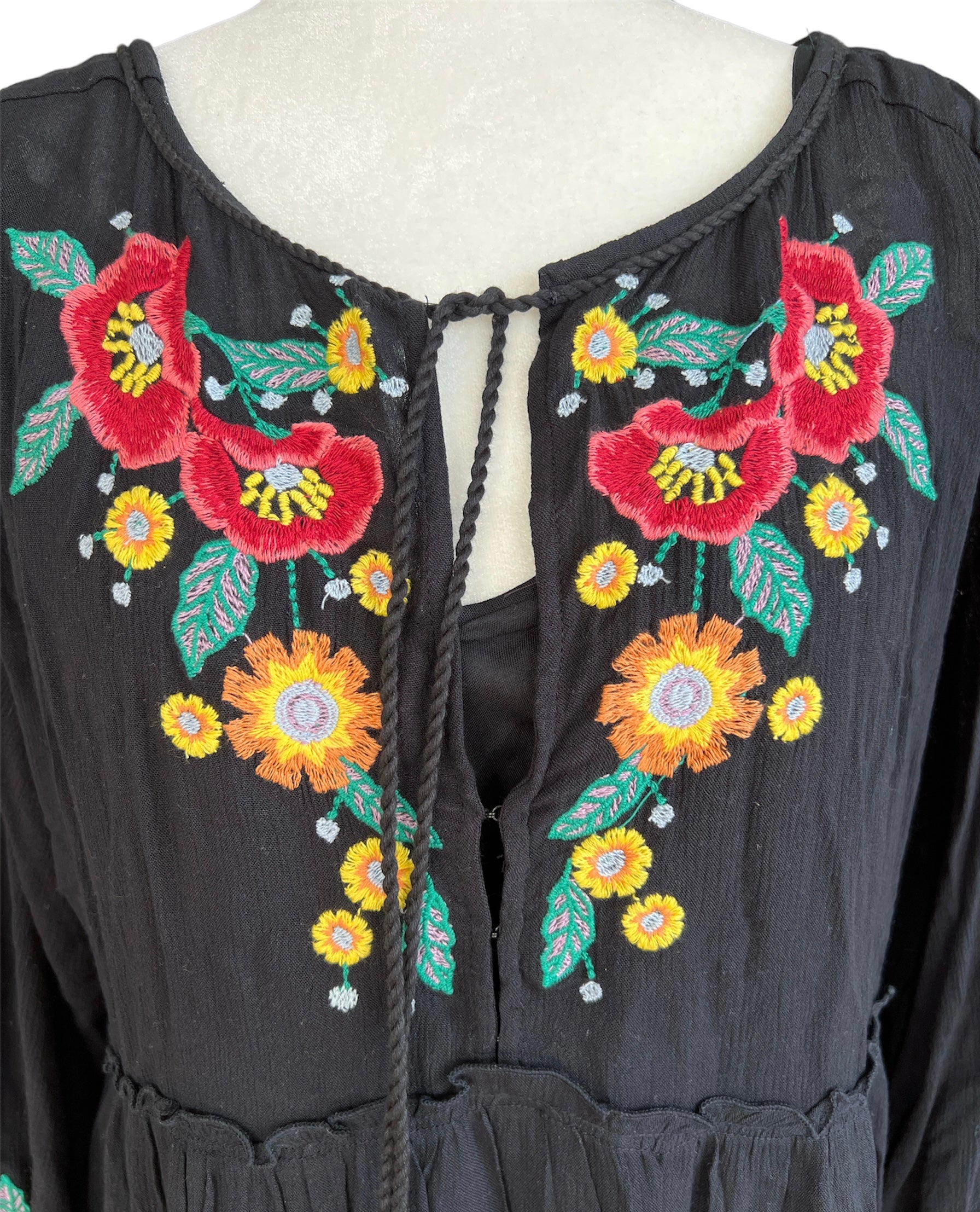 Free People Black Embroidered Dress, Small Second Serve Resale Free People Black Embroidered Dress, Small Second Serve Resale