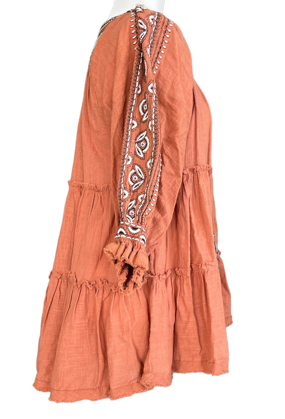 free people orange embroidered dress free people boho long sleeve orange dress embroidered size m