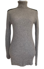 Load image into Gallery viewer, Autumn Cashmere Ribbed Taupe Sweater with Sheepskin Shoulder Patches, M
