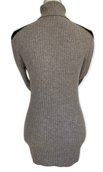 Load image into Gallery viewer, Autumn Cashmere Ribbed Taupe Sweater with Sheepskin Shoulder Patches, M
