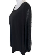 Load image into Gallery viewer, Adrianna Papell Black Blouse with Sheer Sleeves, 3X
