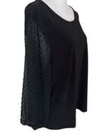 Load image into Gallery viewer, Adrianna Papell Black Blouse with Sheer Sleeves, 3X

