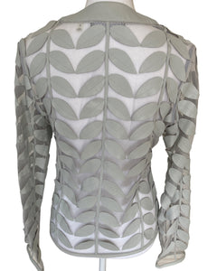 Bagatelle Grey Leaf Trimmed Sheer Jacket, XS