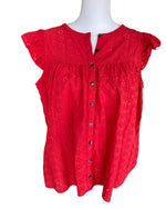 Load image into Gallery viewer, Madewell Red Eyelet Top, L
